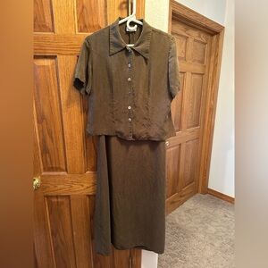 Elegant K Studio Brown Women's Dress With Jacket Set